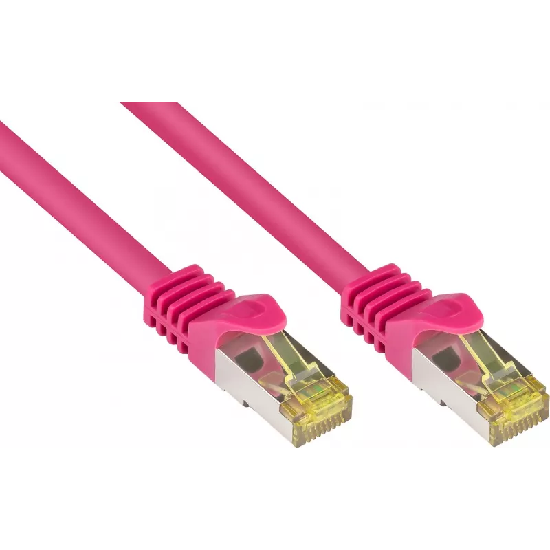 GoodConnections 8070R-400M Cat.7 S/FTP RJ45 cable de red, PiMF, libre de halógenos, 600 MHz, OFC, protección de pestaña RNS, 40 m, magenta