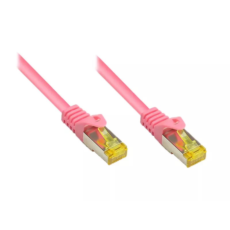 GoodConnections 8070R-400M Cat.7 S/FTP RJ45 cable de red, PiMF, libre de halógenos, 600 MHz, OFC, protección de pestaña RNS, 40 m, magenta