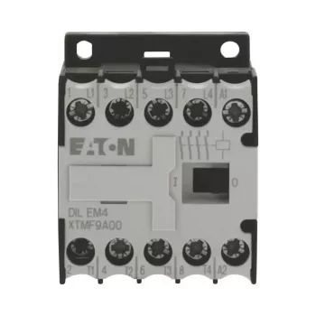 Eaton DILEM4-G (24 V DC) minicontactor, 3 polos, 9 A, 4 kW, 1 contacto auxiliar NA, bornes de tornillo, IP20, negro/blanco 012701