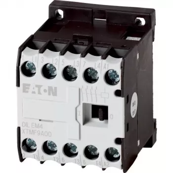 Eaton DILEM4-G (24 V DC) minicontactor, 3 polos, 9 A, 4 kW, 1 contacto auxiliar NA, bornes de tornillo, IP20, negro/blanco 012701