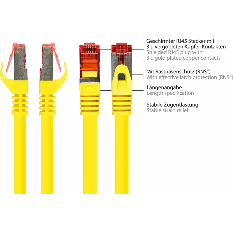 GoodConnections Alcasa 8060-400Y Cat6 S/FTP Cable de conexión, RJ45 macho a macho, 40 m, chapado en oro