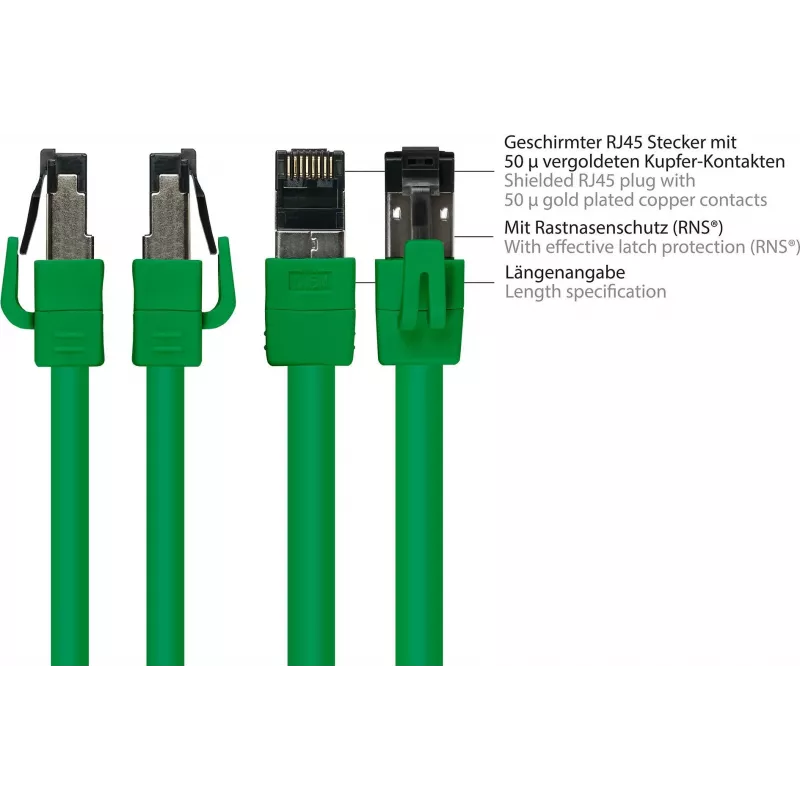 GoodConnections Alcasa 8080-005G cable de red Cat8.1 S/FTP, 0,5 m, verde