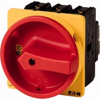 Eaton P3-63/EA/SVB/N/HI11 Interruptor principal tripolar 63 A, montaje en superficie, IP65, empuñadura roja/amarilla bloqueable 067351