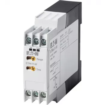 Eaton ETR4-11-W Relé temporizador electrónico, con retardo a la conexión, 1 conmutador, 24-240 V AC/DC, 0,05 s-100 h, carril DIN 031883