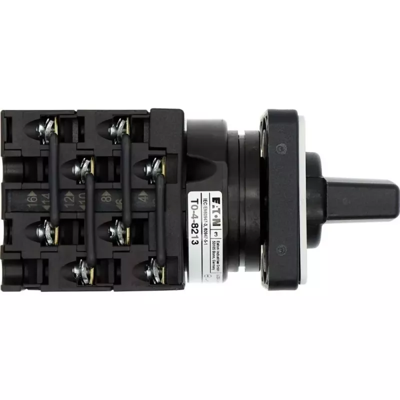 Interruptor de leva Eaton T0-4-8213/E 4 polos 20A 690V IP65 empuñadura giratoria negra 031726