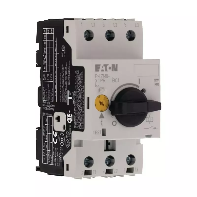 Interruptor de protección de motor EATON PKZM0-0.16, 0,16 A, 3 polos, botón giratorio, térmico-magnético, carril DIN 072730