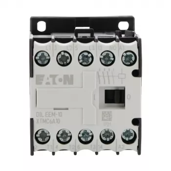 Minicontactor Eaton DILEEM-10, 3 polos, 9 A, bobina 230 V AC / 240 V AC, 1 contacto auxiliar NO, aislamiento 690 V 051608