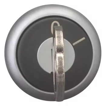 Eaton M22-WRS-MS20 accionamiento de selector accionado por llave, 2 posiciones, enclavado, llave MS20, anillo frontal de metal titanio, negro 111779