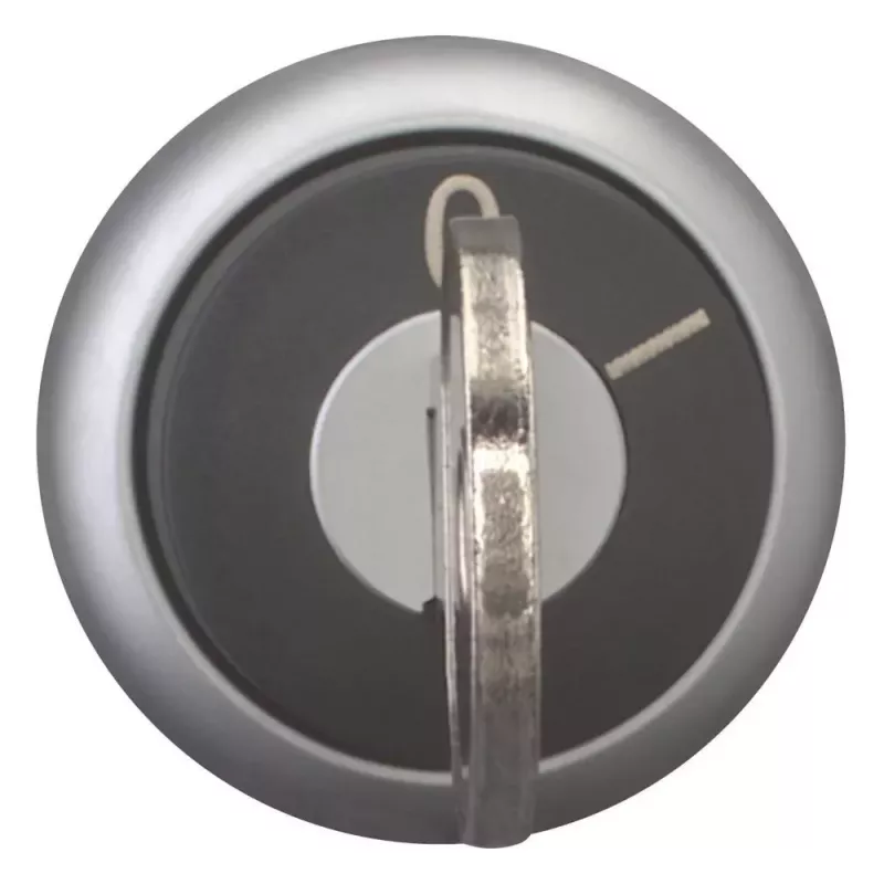 Eaton M22-WRS-MS20 accionamiento de selector accionado por llave, 2 posiciones, enclavado, llave MS20, anillo frontal de metal titanio, negro 111779