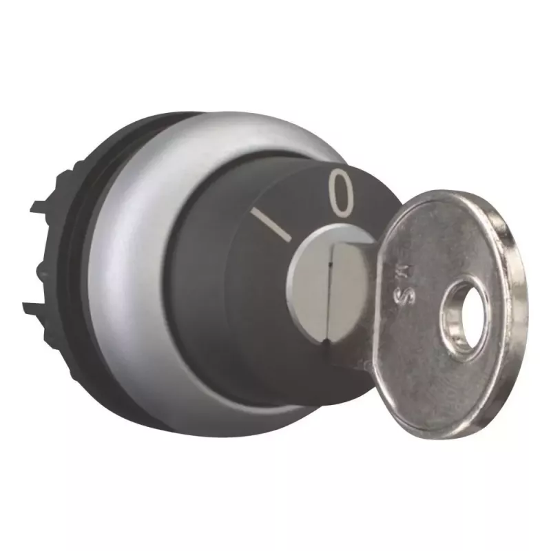 Eaton M22-WRS3-MS3 selector de llave, 3 posiciones, enclavado, 22,5 mm, negro/plata 111774