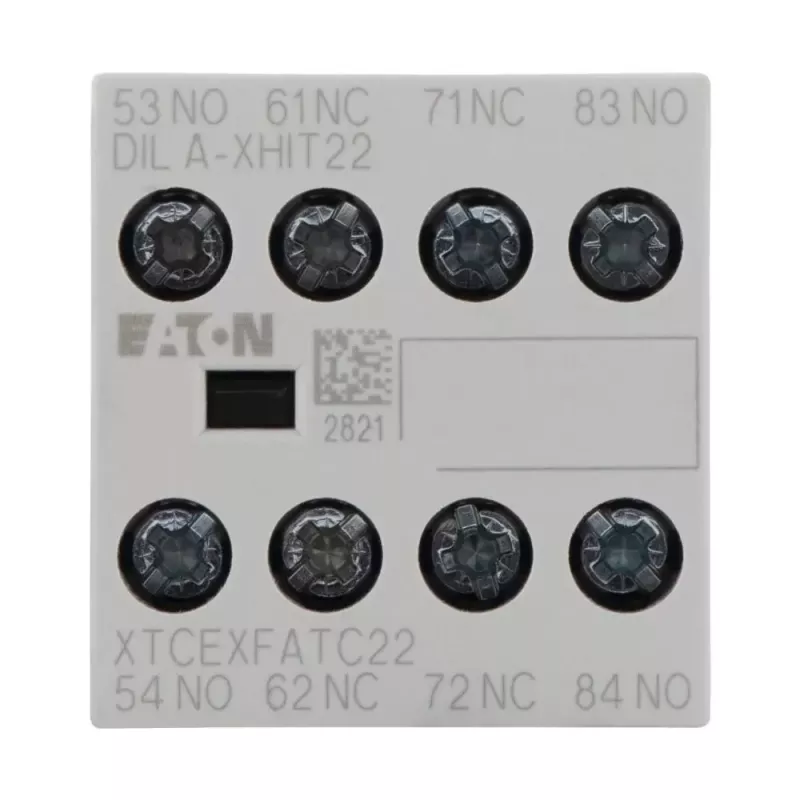 Eaton DILA-XHIT22 bloque de contactos auxiliares, 2NO+2NC, montaje frontal, bornes de tornillo, negro/blanco 101044