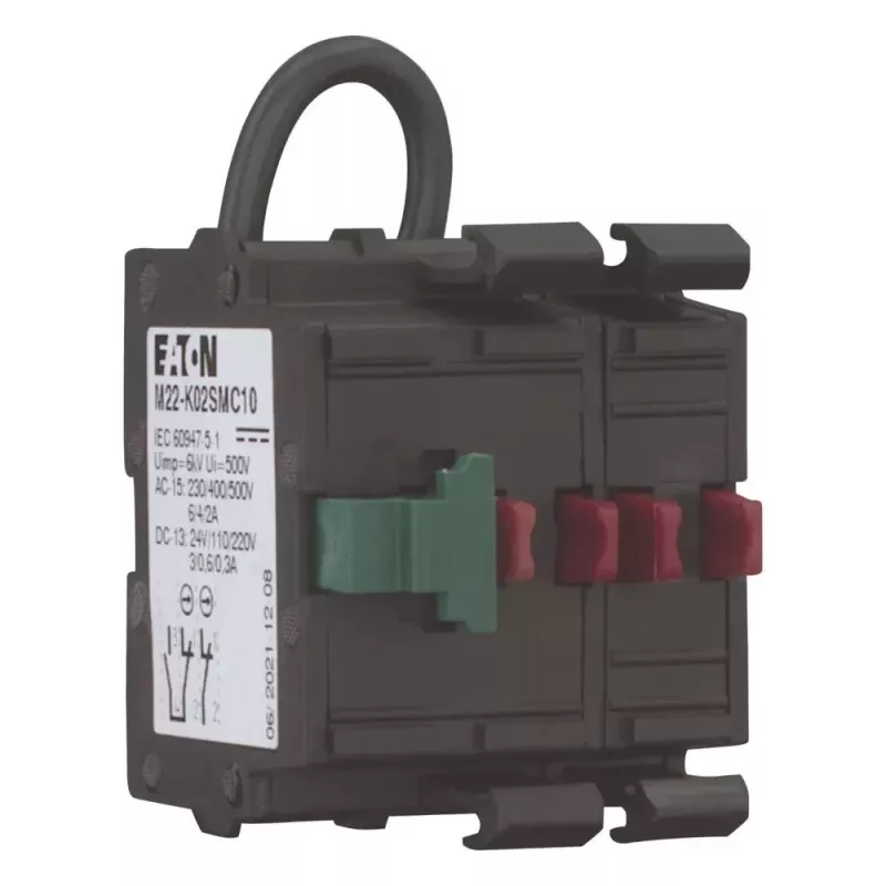 Eaton M22-K02SMC10 relé de potencia, 2 NC, montaje frontal, bornes de tornillo, negro 121474