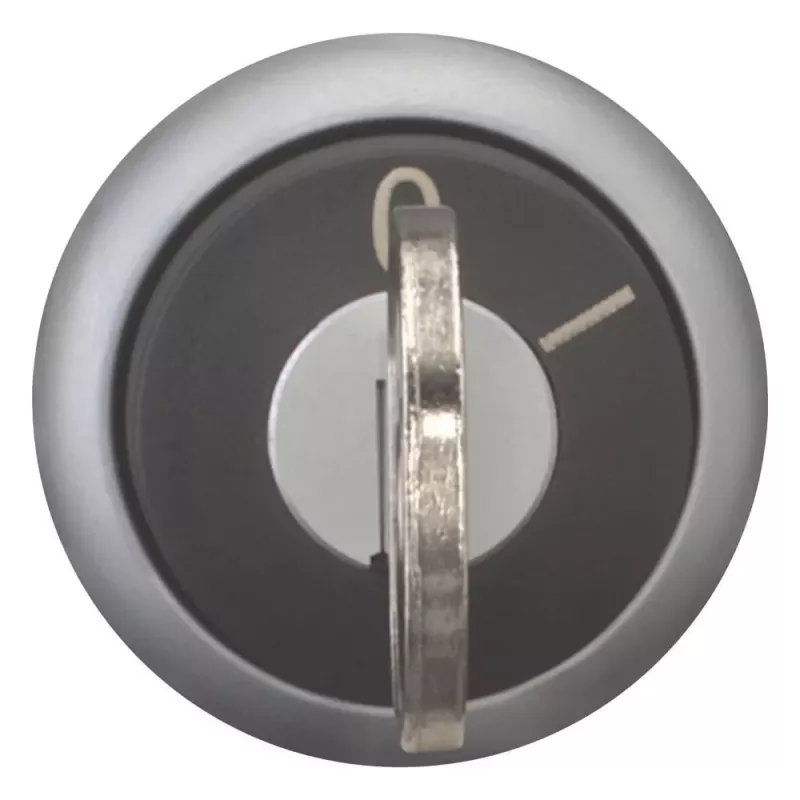 Eaton M22-WRS-MS5 selector con llave, 3 posiciones, retorno por resorte, negro/plata 111785