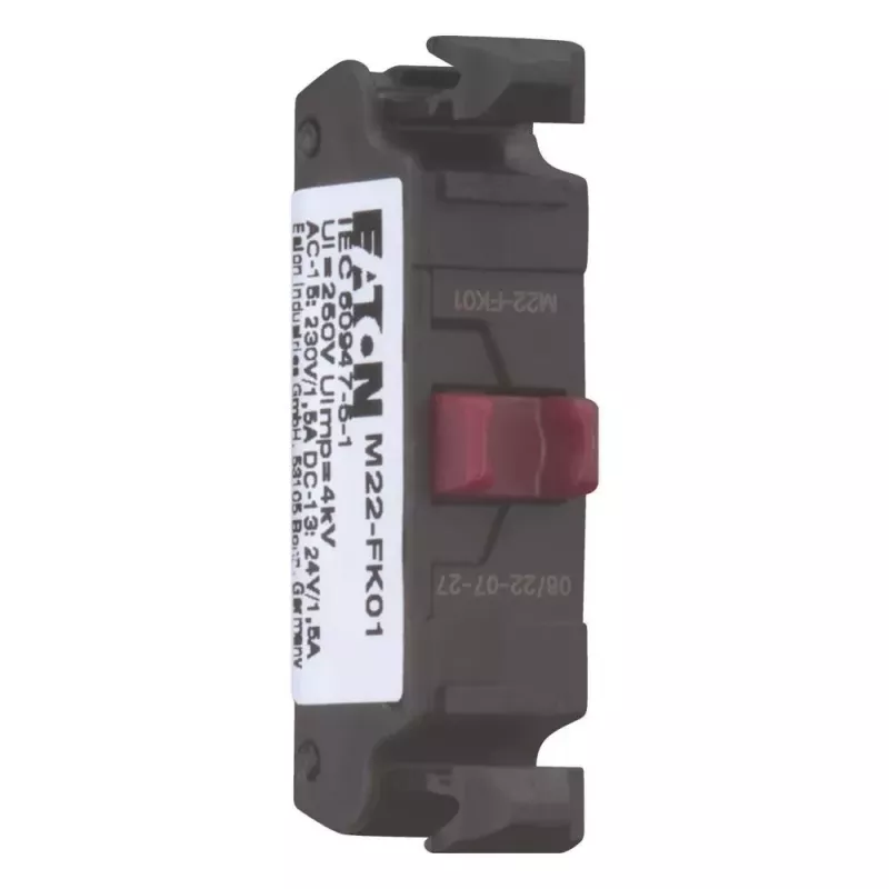 Eaton M22-FK01 elemento de contacto trasero plano, 1 NC, bornes de tornillo, montaje frontal 180791