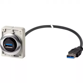 Eaton M30C-FUSB-60 conector hembra USB 3.0 tipo A empotrable con cable de 1,5 m, anillo frontal metálico Y7-187084