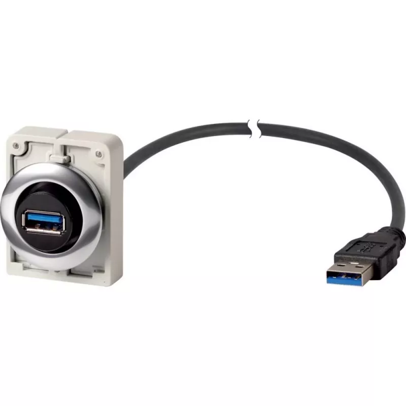 Eaton M30C-FUSB-60 conector hembra USB 3.0 tipo A empotrable con cable de 1,5 m, anillo frontal metálico Y7-187084