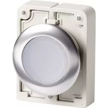 Eaton M30C-FDRL-W Accionador de pulsador redondo plano, anillo decorativo cromado, blanco 182950