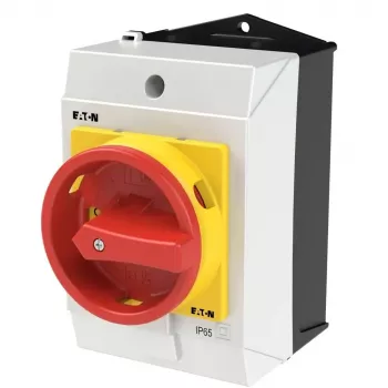 Eaton T0-1-8200/I1/SVB Interruptor principal unipolar, 20A, empuñadura roja/amarilla, IP65 frontal 207145