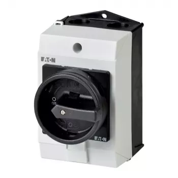 Eaton T0-1-8200/I1/SVB-SW Interruptor basculante ON-OFF unipolar, 20 A, 690 V AC, IP65 frontal, negro/blanco 207146