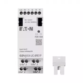 Eaton EASY-E4-UC-8RE1P Módulo de ampliación, 8 salidas de relé, 12/24 V DC, 24 V AC, carril DIN 197510