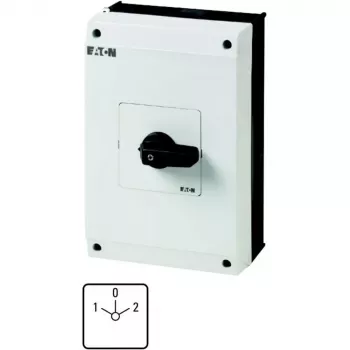 Eaton T5B-3-8401/I4 Interruptor de levas, tripolar, 20 A, 690 V AC, 3 posiciones, 90°, empuñadura negra, rotulación blanca, montaje frontal en cuadro 207227