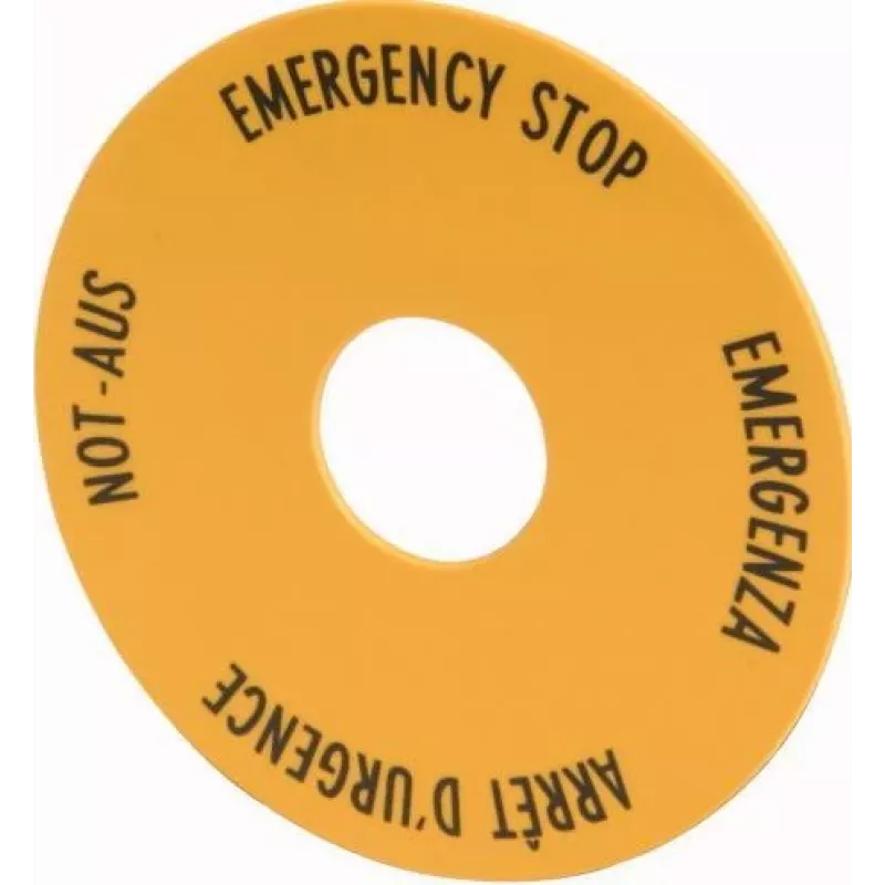 Eaton M22-XAK1 Rótulo de parada de emergencia, amarillo, 90 mm, IP66 216465