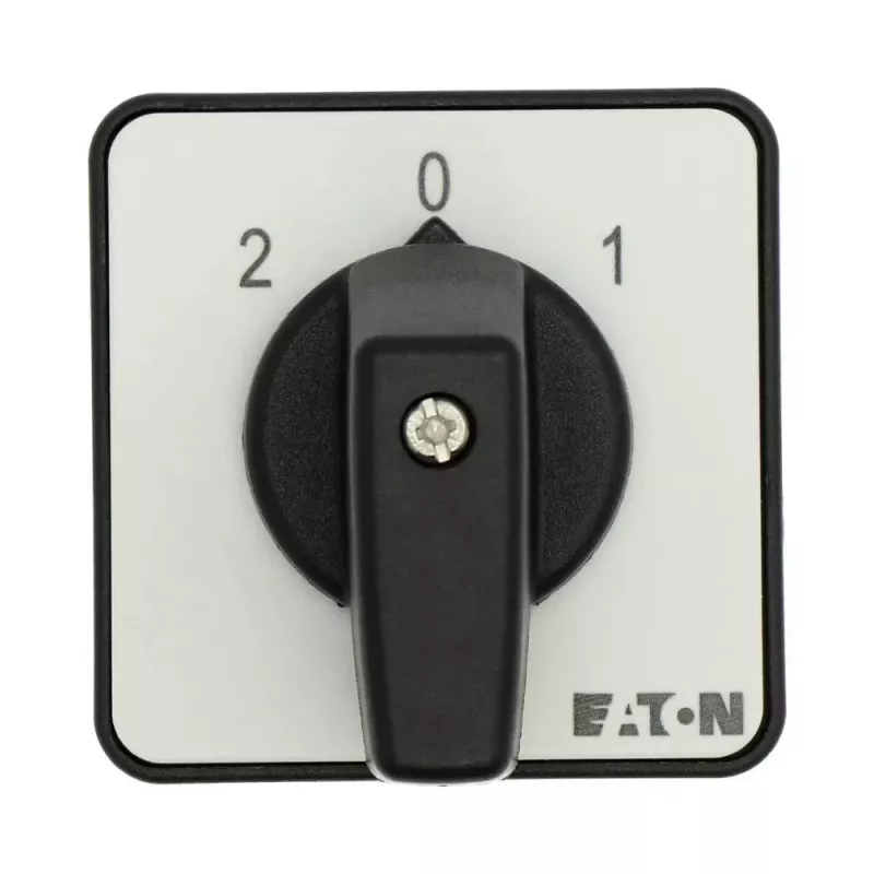 Eaton T0-1-15421/E Interruptor de levas, 1 polo, ON-OFF, 20 A, 690 V AC, palanca, negro, placa frontal 48x48 mm 095806