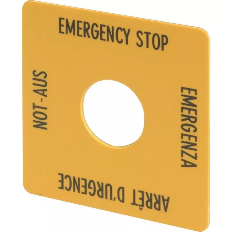 Eaton 216484 Placa ciega amarilla serie M22, montaje frontal snap-on, policarbonato