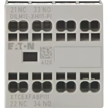 Eaton DILM12-XHI11 Bloque de contacto auxiliar, 1NO+1NC, montaje frontal, bornes de tornillo 199456