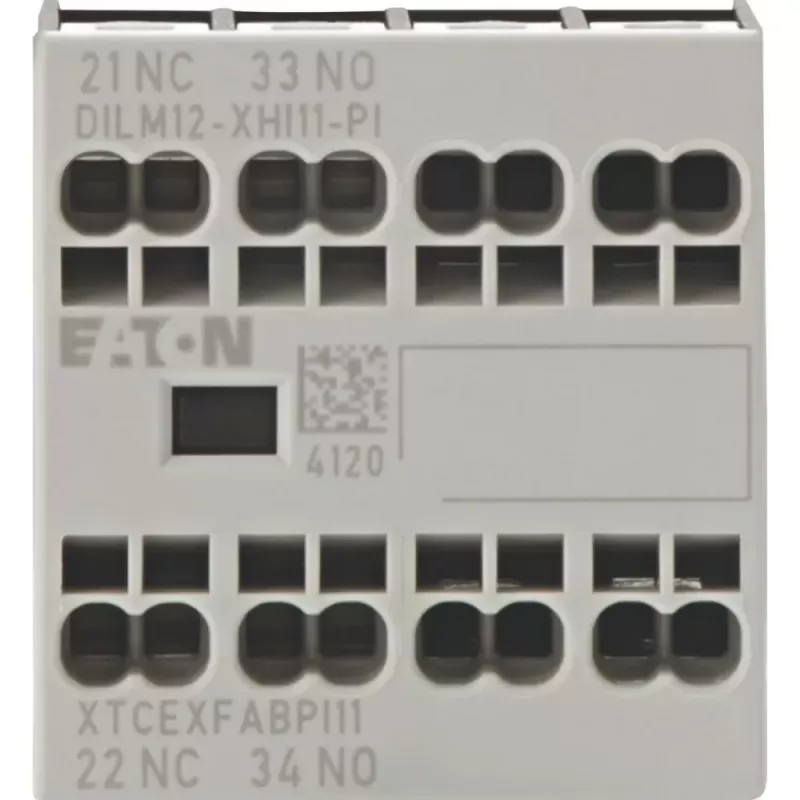 Eaton DILM12-XHI11 Bloque de contacto auxiliar, 1NO+1NC, montaje frontal, bornes de tornillo 199456