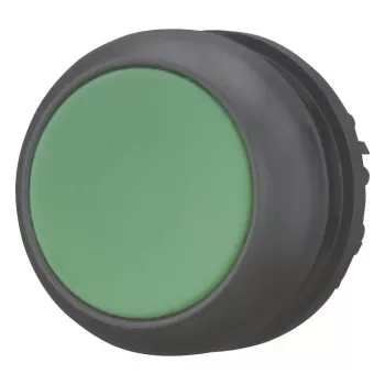 Eaton M22S-D-G Accionador de pulsador, enrasado, pulsante, botón verde, collar de plástico negro, 22,5 mm, IP66/IP67/IP69 216597