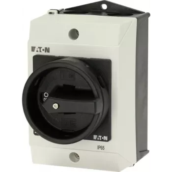 Eaton T0-1-102/I1/SVB-SW Interruptor principal 2 polos, 20 A, 690 V AC, empuñadura negra, placa frontal blanca 207144
