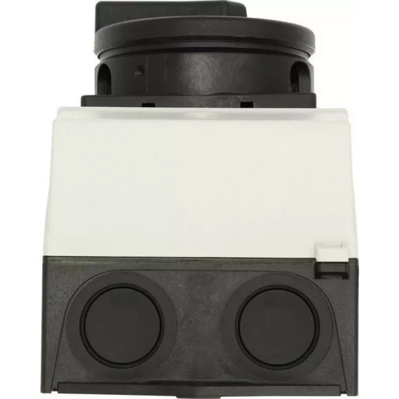 Eaton T0-1-102/I1/SVB-SW Interruptor principal 2 polos, 20 A, 690 V AC, empuñadura negra, placa frontal blanca 207144