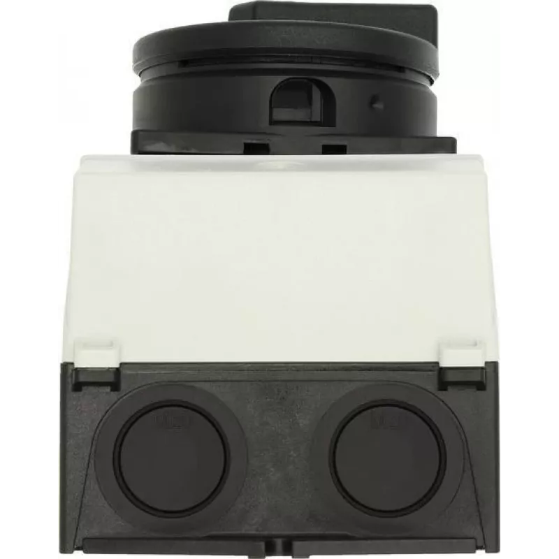 Eaton T0-1-102/I1/SVB-SW Interruptor principal 2 polos, 20 A, 690 V AC, empuñadura negra, placa frontal blanca 207144