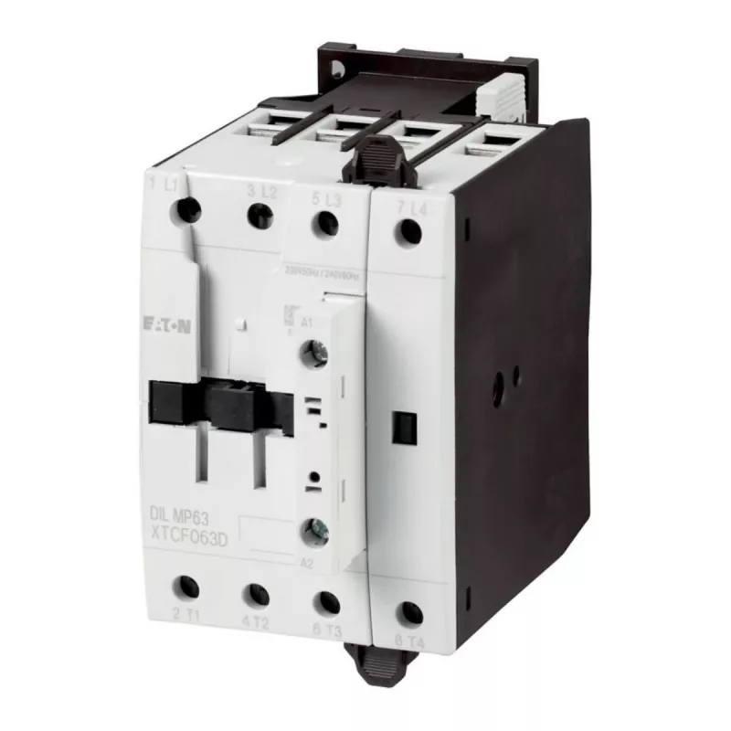 Eaton DILMP63 contactor de potencia, 3 polos, 63 A, bobina 230 V AC 50 Hz / 240 V AC 60 Hz, 1 NA + 1 NC, IP00 109855