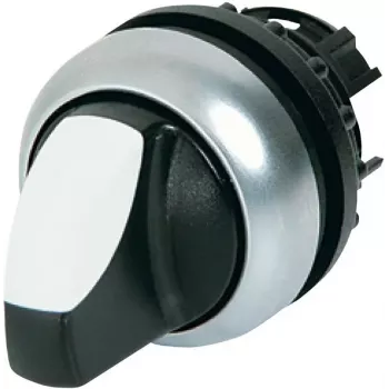 Eaton M22-WLK3-W accionamiento de selector, 3 posiciones, enclavado, botón giratorio blanco, embellecedor titanio, 22,5 mm 216833