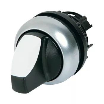 Eaton M22-WLK3-W accionamiento de selector, 3 posiciones, enclavado, botón giratorio blanco, embellecedor titanio, 22,5 mm 216833