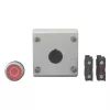 Eaton M22-D-R-X0/KC11/I actuador de pulsador con bloque de contactos, rojo, titanio, plástico, IP66/IP67/IP69 216521