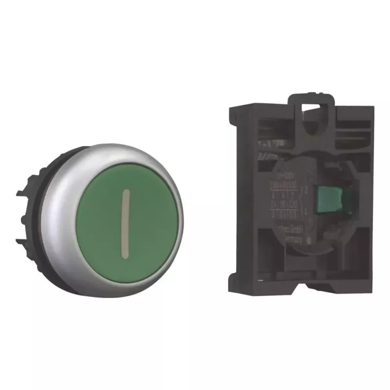 Eaton M22-D-G-X1-K10-BVP pulsador con anillo frontal de plástico, verde, 1 NA 110937