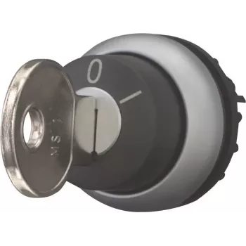 Eaton M22-WRS-A1 interruptor de llave, 2 posiciones, enclavamiento, accionador negro, anillo frontal titanio plateado, montaje 22,5 mm, IP66/IP67/IP69K 229092