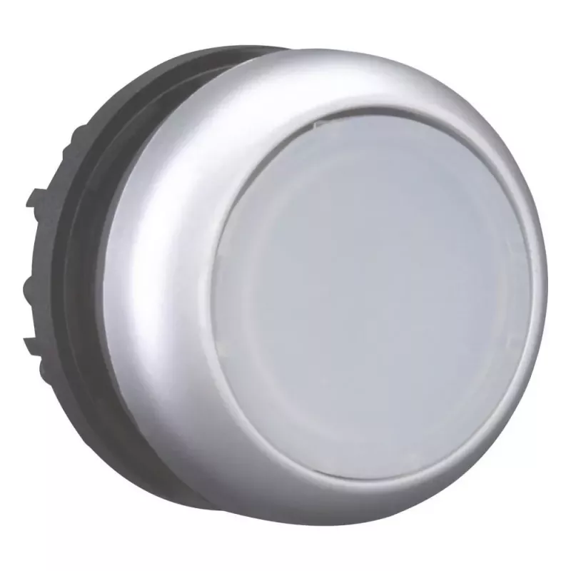 Eaton M22-DRL-W actuador de pulsador luminoso, plano, con enclavamiento, negro/metálico/blanco