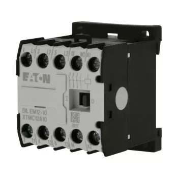 Eaton DILEM12-10 minicontactor, 3 polos, 12 A, bobina 230 V 50 Hz / 240 V 60 Hz, 1 contacto auxiliar NA, IP20, negro/blanco 127075