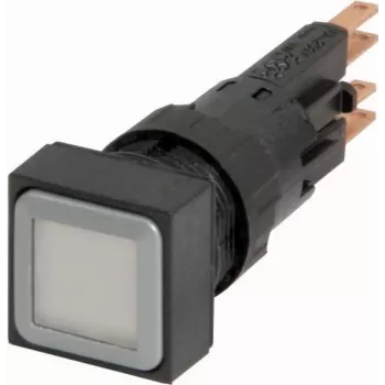 Eaton Q18LT-WS RMQ16 pulsador, momentáneo, 1 NA, blanco iluminado, collar negro, 16 mm, bornes de tornillo, 5 A / 250 V AC 089202