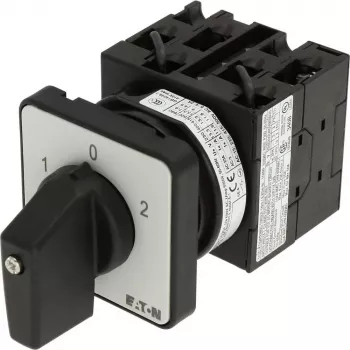 Eaton T0-3-8401/E interruptor rotativo ON-OFF 3 polos, 20 A, 690 V AC, empuñadura negra, montaje en panel frontal 091047