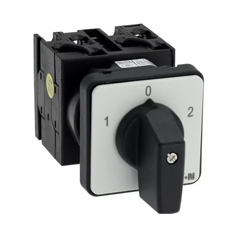 Eaton T0-3-8401/E interruptor rotativo ON-OFF 3 polos, 20 A, 690 V AC, empuñadura negra, montaje en panel frontal 091047