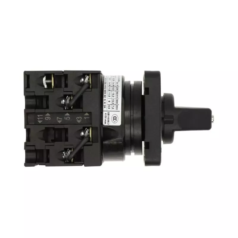 Eaton T0-3-8401/E interruptor rotativo ON-OFF 3 polos, 20 A, 690 V AC, empuñadura negra, montaje en panel frontal 091047