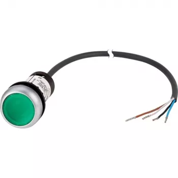 Eaton RMQ-Titan pulsador plano verde iluminado, 1NO, 24V AC/DC, 22,5mm, C22-DL-G-K10-24-P62 185586