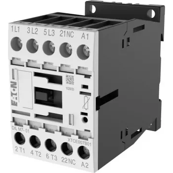 Eaton DILM7-01 contactor, tripolar, 7 A, bobina 230 V AC 50 Hz / 240 V AC 60 Hz, 1 contacto auxiliar NC 276585