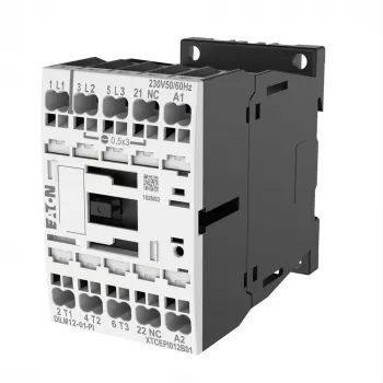EATON DILM12-199244 contactor de potencia tripolar, 12 A, bobina 230 V 50 Hz / 240 V 60 Hz, 1 contacto auxiliar NO, bornes de tornillo
