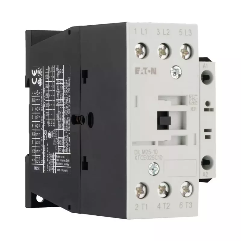 Eaton DILM25-10(RDC24) contactor de potencia, 3 polos, 25 A, bobina 24-27 V DC, 1 contacto auxiliar NA 277146